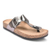 OZABI Sandales Femme Tong Sangle Boucle - Cuir Synthétique Nubuck ou Lisse Métallisé, Semelle Postformée, Liège&EVA Antidérapant