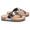OZABI Sandales Femme Tong Sangle Boucle - Cuir Synthétique Nubuck ou Lisse Métallisé, Semelle Postformée, Liège&EVA Antidérapant