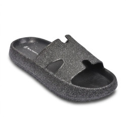 OZABI Sandales Femme Claquette H-Strap Glitter EVA - Pailleté Haute Intensité, Semelle Massante Picots, Plateforme Compensée