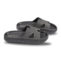 OZABI Sandales Femme Claquette H-Strap Glitter EVA - Pailleté Haute Intensité, Semelle Massante Picots, Plateforme Compensée