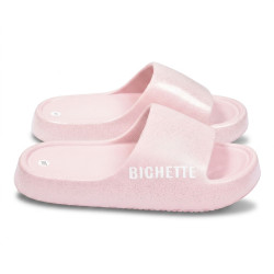 OZABI Claquette Femme Message Humour Glitter EVA - Inscription Décalée Sangle Large, 4 Coloris Pailletés, Ultra-Léger Plateforme