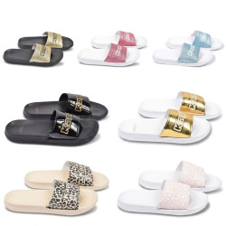 KAPPA Claquette Femme Piscine Vestiaire - Logo Embossé, Semelle EVA Ultra-Légère, 7 Coloris Glitter Glossy Léopard, Tailles 36 à