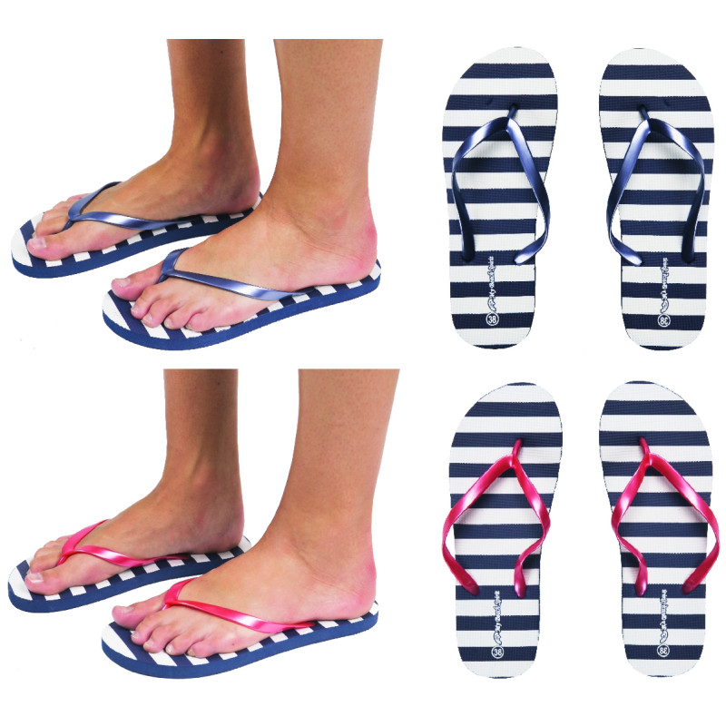 Tongs Femme rayures Lot de 2