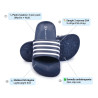 OZABI Pack 2 Paires Claquettes Enfant - Sangle 3 Bandes EVA, Semelle Épaisse Galbée Antidérapante, Marine + Noir, du 30 au 35