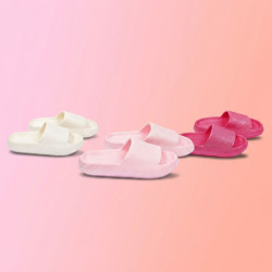 OZABI Pack 3 Paires Claquettes Fille Glitter Lurex Paillettes - Semelle Épaisse Antidérapante EVA - Coloris Girly