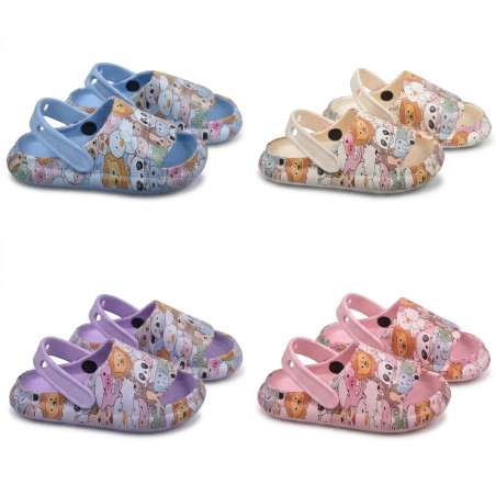 OZABI Pack 2 Paires Sabots Enfant EVA - Imprimé Animaux Kawaii - Lanière Pivotante - Fille Garçon