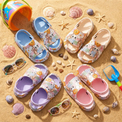 OZABI Pack 2 Paires Sabots Enfant EVA - Imprimé Animaux Kawaii - Lanière Pivotante - Fille Garçon