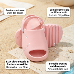 OZABI Sabot Claquette Enfant EVA - Bout Ouvert - Lanière Amovible - Semelle Crantée Antidérapante - Fille Garçon