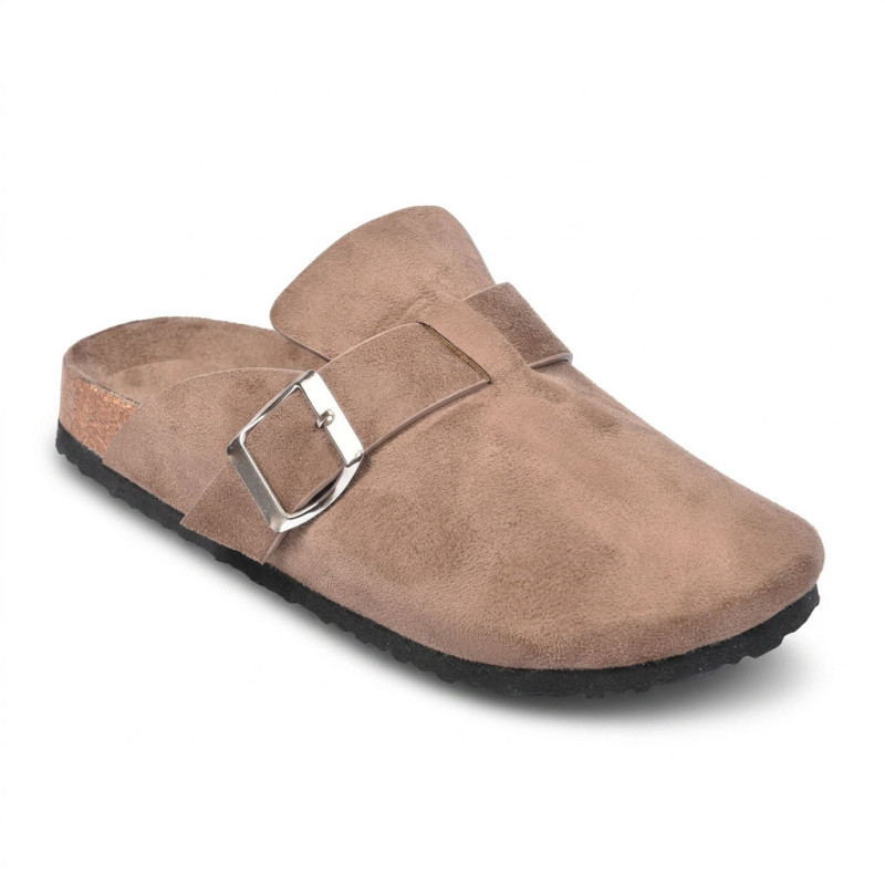 OZABI Sabot Fermé Enfant Suédine - Semelle Liège Caoutchouc - Doublure Velours Mousse - Boucle Métal Ajustable - Mixte