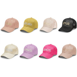 OZABI – Lot de 2 Casquettes Pailletées Femme Lurex – Broderie Message Fantaisie – Fermeture Scratch Réglable – 100% Polyester –