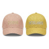 OZABI – Lot de 2 Casquettes Pailletées Femme Lurex – Broderie Message Fantaisie – Fermeture Scratch Réglable – 100% Polyester –