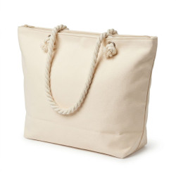 OZABI – Sac de Plage Shopping Femme Toile Jute Synthétique – Message Humoristique Pailleté – Anses Cordage – Fermeture Zip