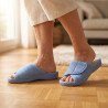 OZABI, Mule Femme Eponge Scratch Ajustable Bout Ouvert, Fabriquee en Espagne, Semelle Caoutchouc Antiderapante, Passepoil Vichy
