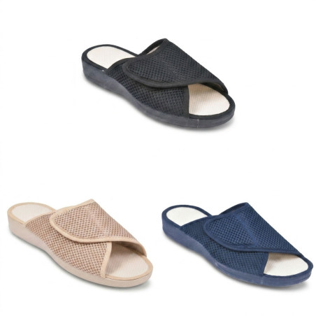 OZABI, Mule Femme Mesh Microperfore Scratch Ajustable Bout Ouvert, Fabriquee en Espagne, Double Respirabilite Tige et Semelle