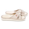 OZABI, Pantoufle Mule Femme Pack 2 Paires Sangles Croisees Tissu Imprime Bout Ouvert, Doublure Eponge, Semelle Mousse Confort