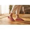 OZABI, Pantoufle Mule Femme Pack 2 Paires Sangles Croisees Tissu Imprime Bout Ouvert, Doublure Eponge, Semelle Mousse Confort