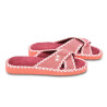 OZABI, Pantoufle Mule Femme Pack 2 Paires Sangles Croisees Tissu Imprime Bout Ouvert, Doublure Eponge, Semelle Mousse Confort