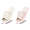 OZABI, Pantoufle Mule Femme Pack 2 Paires Tissu Gaufre Bout Ouvert, Semelle Interieure Tissu Naturel Texture, Semelle Mousse