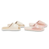 OZABI, Pantoufle Mule Femme Pack 2 Paires Tissu Gaufre Bout Ouvert, Semelle Interieure Tissu Naturel Texture, Semelle Mousse
