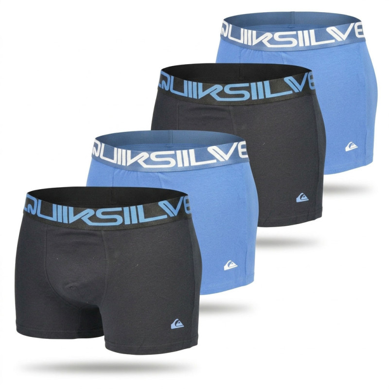Quiksilver – Lot de 4 Boxers Homme – Confort Coton Stretch – Sous-vêtements Confort & Sport – Ceinture Élastique Siglée