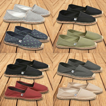 OZABI Pack 2 Paires Espadrilles Homme - Semelle Corde Jute Naturel - Bout Tresse - Toile Canvas Qualite -