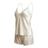 OZABI Pyjama Court Femme 2 Pièces Débardeur Col V Dentelle Bretelles Fines Réglables et Short Satiné Brillant Toucher Soie