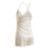 OZABI Pyjama Court Femme 2 Pièces Débardeur Col V Dentelle Bretelles Fines Réglables et Short Satiné Brillant Toucher Soie