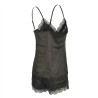 OZABI Pyjama Court Femme 2 Pièces Satiné Débardeur Col V Dentelle Bretelles Réglables Short Finition Dentelle Effet Soie Confort