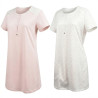 OZABI Pack de 2 Chemises de Nuit Femme Manches Courtes Dentelle Col Boutonné Uni & Imprimé Fantaisie 80% Coton 20% Polyester