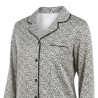 OZABI Pack 2 Pyjamas Femme Longs Satinés Brillants Imprimés, Haut Col Chemise Arrondi 5 Boutons Manches Longues Poche