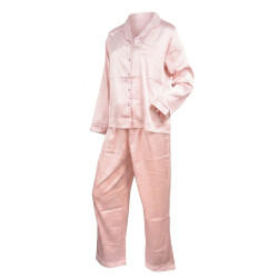 OZABI Pack 2 Pyjamas Femme Longs Satinés Brillants Imprimés, Haut Col Chemise Arrondi 5 Boutons Manches Longues Poche