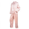 OZABI Pack 2 Pyjamas Femme Longs Satinés Brillants Imprimés, Haut Col Chemise Arrondi 5 Boutons Manches Longues Poche