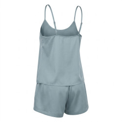 OZABI Pack 2 Pyjamas Courts Femme Satiné Mat, Débardeur Col V 5 Boutons Décoratifs et Short 2 Poches, Bretelles Fines Réglables