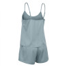 OZABI Pack 2 Pyjamas Courts Femme Satiné Mat, Débardeur Col V 5 Boutons Décoratifs et Short 2 Poches, Bretelles Fines Réglables