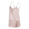 OZABI Pack 2 Pyjamas Courts Femme Satiné Mat, Débardeur Col V 5 Boutons Décoratifs et Short 2 Poches, Bretelles Fines Réglables