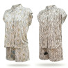 OZABI Pack 2 Pyjamas Courts Femme Viscose Imprimé Zébré, Chemise Boutonnée 6 Boutons Bois et Short 2 Poches, Cordon Perles Bois