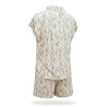 OZABI Pack 2 Pyjamas Courts Femme Viscose Imprimé Zébré, Chemise Boutonnée 6 Boutons Bois et Short 2 Poches, Cordon Perles Bois
