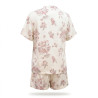 OZABI Pack 2 Pyjamas Courts Femme 100% Polyester Imprimé Tropical, Chemise Col V Mao 5 Boutons 2 Poches Poitrine et Short Fluide