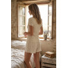 OZABI Pack 2 Pyjamas Femme Courts, T-Shirt Col V Boutonné Dentelle, Short Volant Froufrou Élastiqué