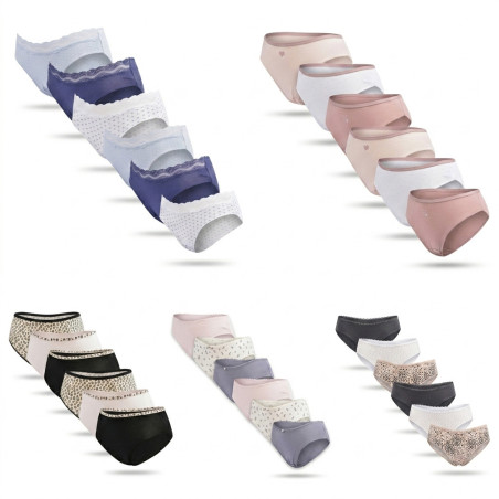 Pack de Culottes Femme Coton – Lot de 6 Culottes Confortables Taille Basse – Sous Vetement Femme Doux Respirant