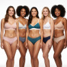 OZABI - Lot 5 Culottes Femme Coton Taille Basse Mini - Liseré Dentelle & Nœud Satin - Multicolore M à XXL