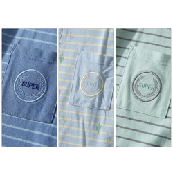 OZABI Pack 3 Pyjamas Courts Homme Coton Majoritaire, T-Shirt Col Henley 2 Boutons Poche Imprimée Manches Courtes, Short Taille É