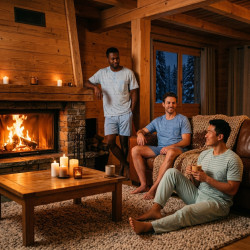 OZABI Pack 3 Pyjamas Courts Homme Coton Majoritaire, T-Shirt Col Henley 2 Boutons Poche Imprimée Manches Courtes, Short Taille É