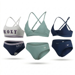 ROXY - Lot 2 Ensembles Lingerie Fille Licence Officielle - Brassière + Culotte 96% Coton Élasthanne - Surf & Beach Style
