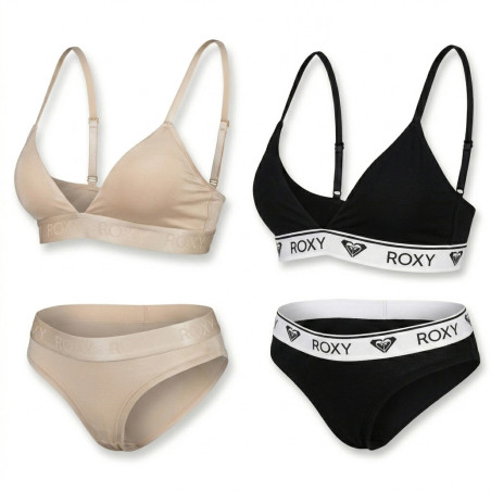 ROXY - Ensemble Lingerie Femme Licence Officielle - Bralette Triangle Coussinée + Culotte - Coton Modal Doux - Plusieurs Coloris