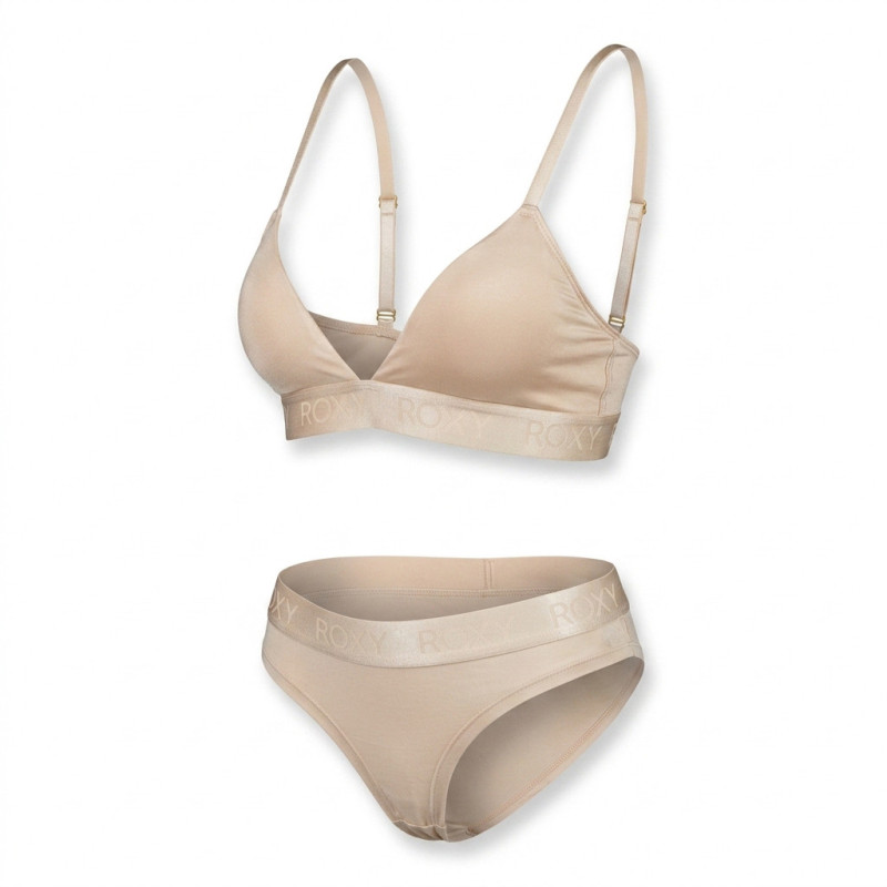 ROXY - Ensemble Lingerie Femme Licence Officielle - Bralette Triangle Coussinée + Culotte - Coton Modal Doux - Plusieurs Coloris
