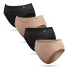 ROXY Culotte Seamless Côtelée Femme - Pack de 4 - Sans Couture - Polyamide Stretch - Noir & Chair