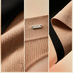 ROXY Culotte Seamless Côtelée Femme - Pack de 4 - Sans Couture - Polyamide Stretch - Noir & Chair
