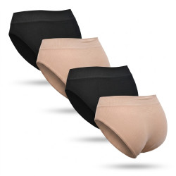 ROXY Culotte Seamless Côtelée Femme - Pack de 4 - Sans Couture - Polyamide Stretch - Noir & Chair