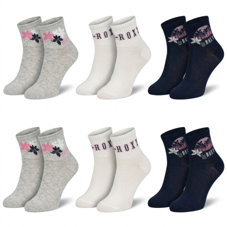 ROXY Chaussettes Fille Quarter Pack de 6 - Coton Respirant